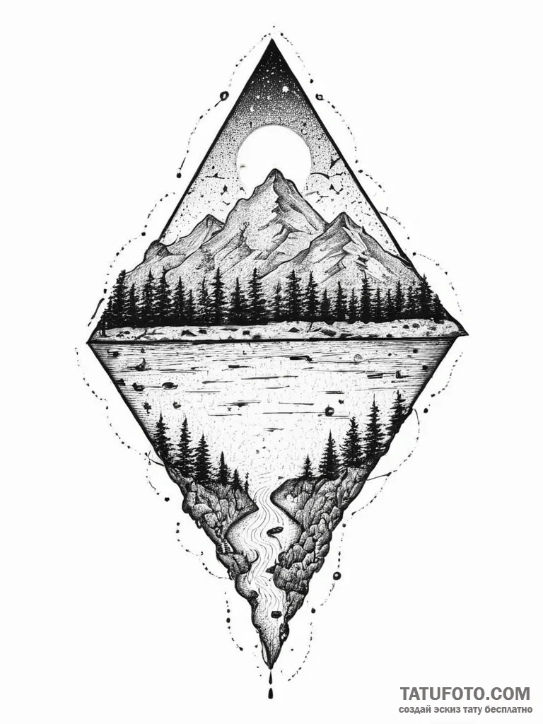 Tattoo sketch map, ink illustration for tatto... - эскиз тату (№1756451132_0, 29.08.2025 07:05) — Tatufoto.com