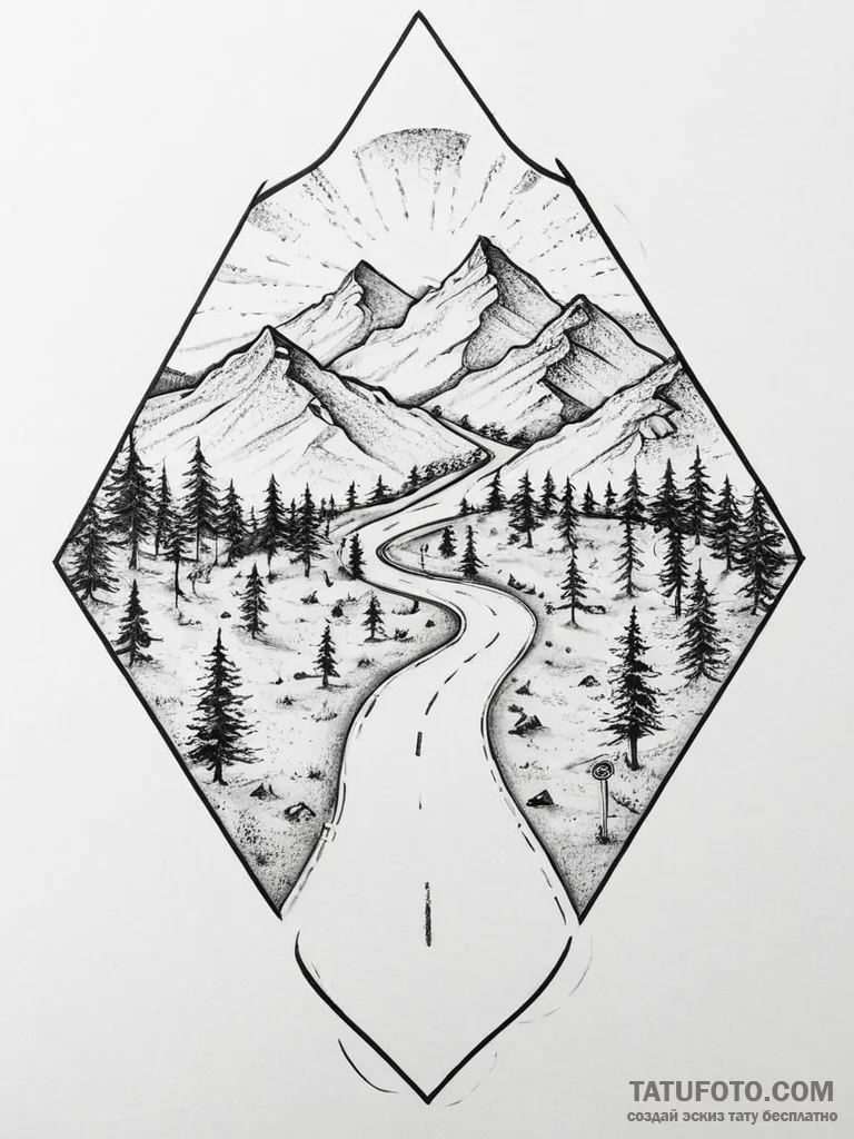 Tattoo sketch road - эскиз тату (№1756453305_0, 29.08.2025 07:41) — Tatufoto.com