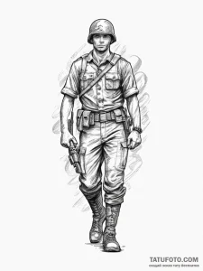 Tattoo sketch soldier with a scroll, artistic... - эскиз тату (№1756454099_0, 29.08.2025 07:54) — Tatufoto.com