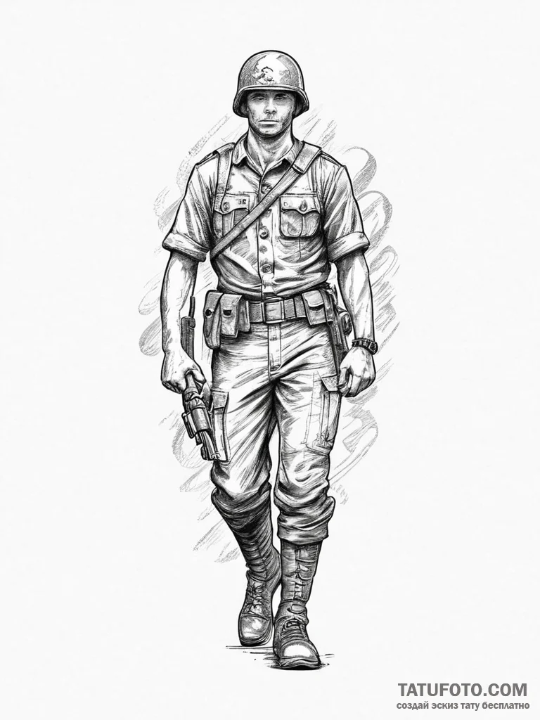 Tattoo sketch soldier with a scroll, artistic... - эскиз тату (№1756454099_0, 29.08.2025 07:54) — Tatufoto.com