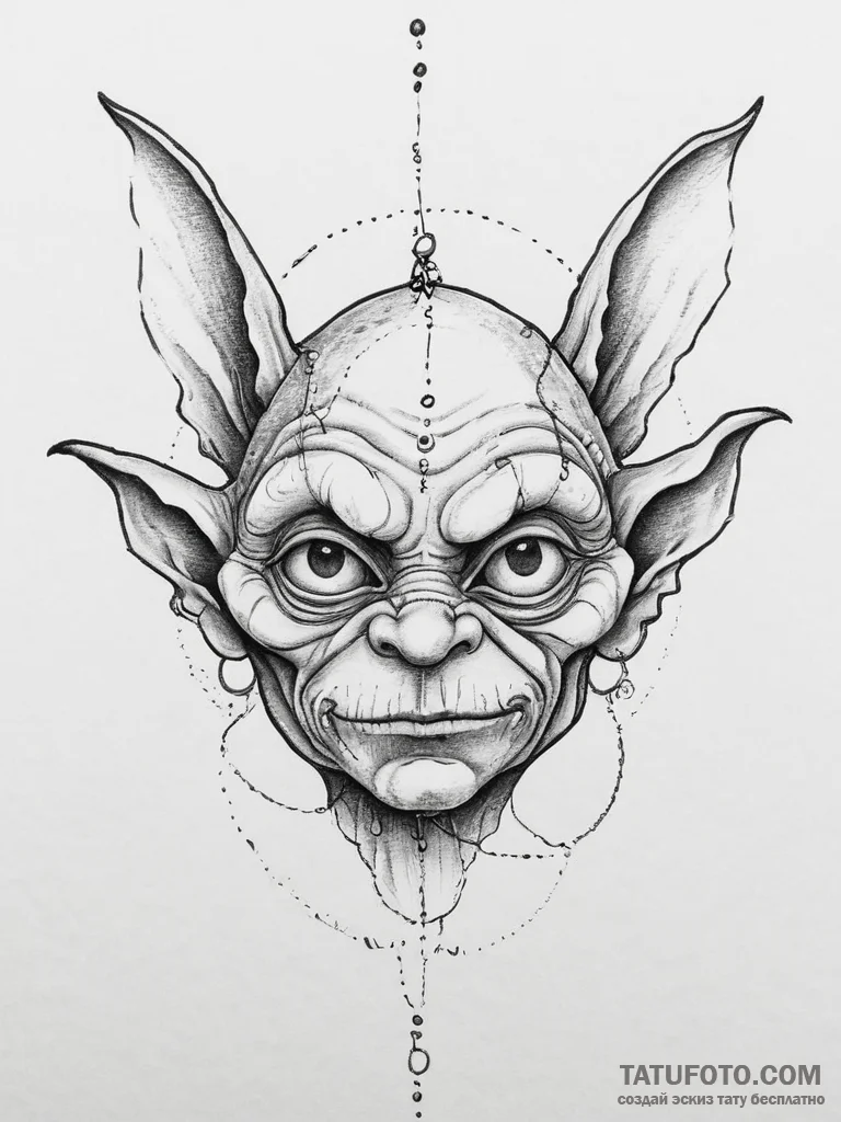 Tattoo sketch goblin ears, tattoo sketch desi... - эскиз тату (№1756454296_0, 29.08.2025 07:58) — Tatufoto.com