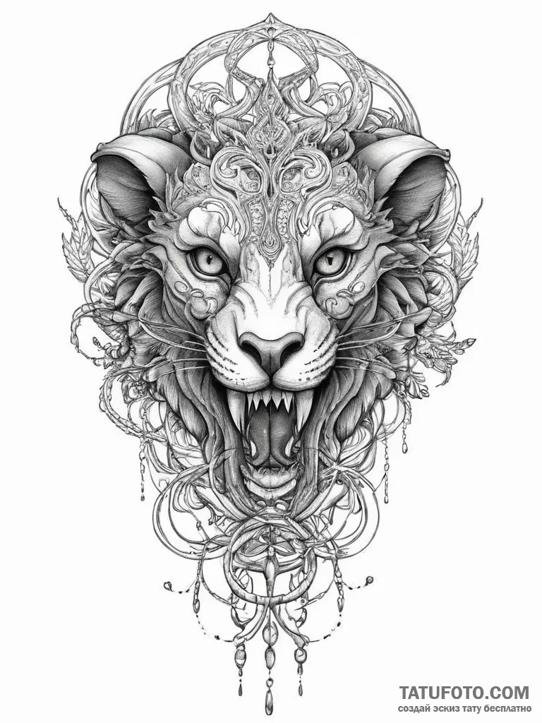 Tattoo sketch chimera head, tattoo sketch des... - эскиз тату (№1756455281_0, 29.08.2025 08:14) — Tatufoto.com