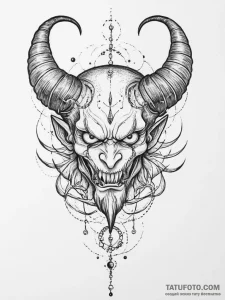 Tattoo sketch demon with horns, concept art f... - эскиз тату (№1756455875_0, 29.08.2025 08:24) — Tatufoto.com