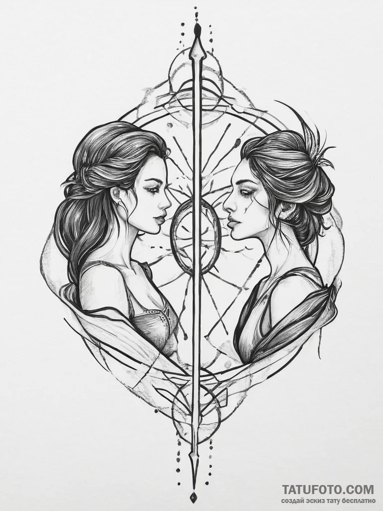 Tattoo sketch magical duel, tattoo line art,... - эскиз тату (№1756457062_0, 29.08.2025 08:44) — Tatufoto.com