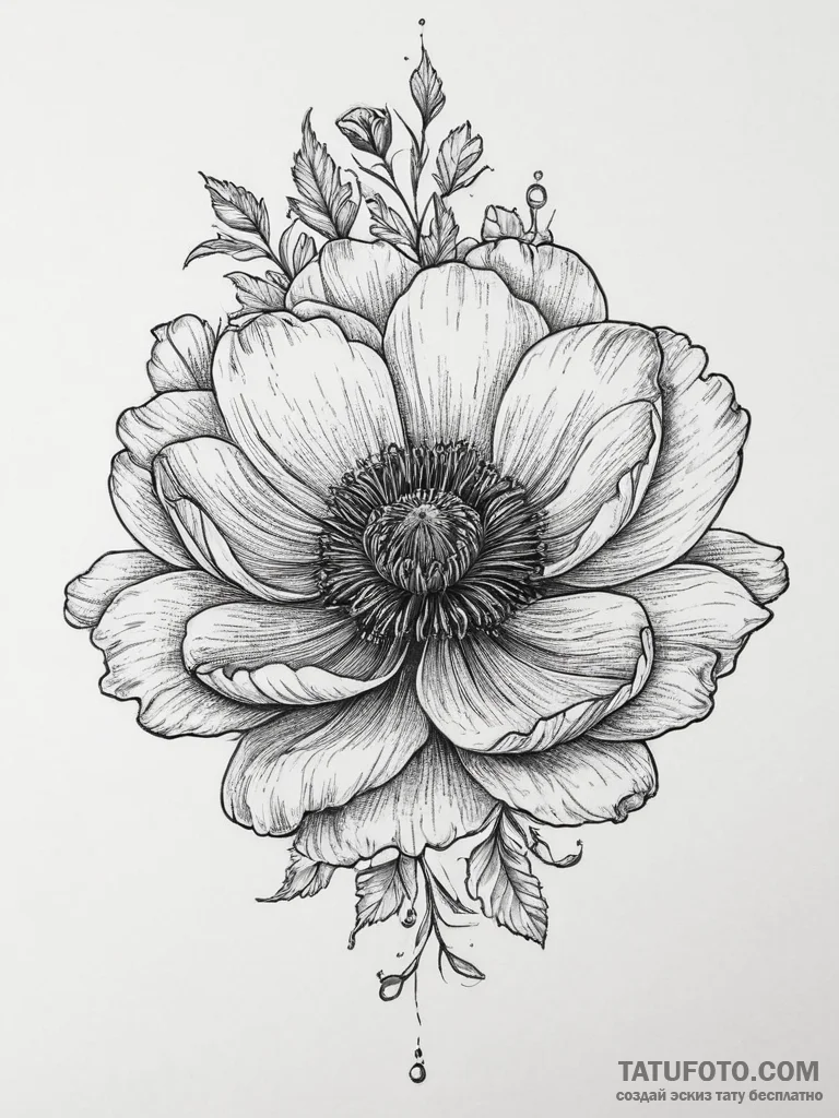 Tattoo sketch anemone, concept art for tattoo... - эскиз тату (№1756457260_0, 29.08.2025 08:47) — Tatufoto.com