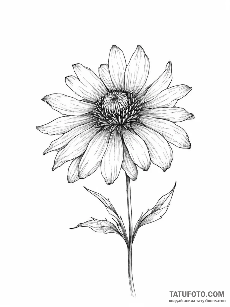 Tattoo sketch coneflower - эскиз тату (№1756458445_0, 29.08.2025 09:07) — Tatufoto.com