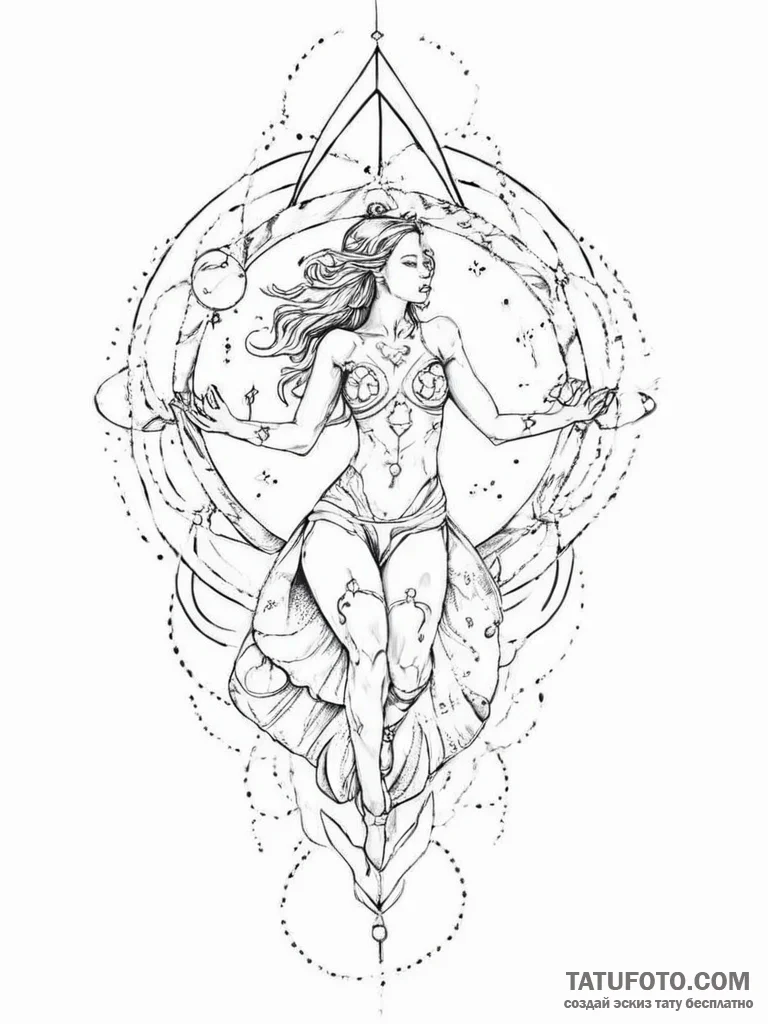Tattoo sketch cosmic person - эскиз тату (№1756459038_0, 29.08.2025 09:17) — Tatufoto.com