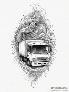 Tattoo sketch truck driver semi-truck silhoue... - эскиз тату (№1756460225_0, 29.08.2025 09:37) — Tatufoto.com