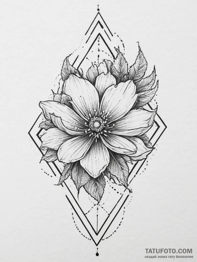 Tattoo sketch alatyr with a flower, tattoo sk... - эскиз тату (№1756461611_0, 29.08.2025 10:00) — Tatufoto.com