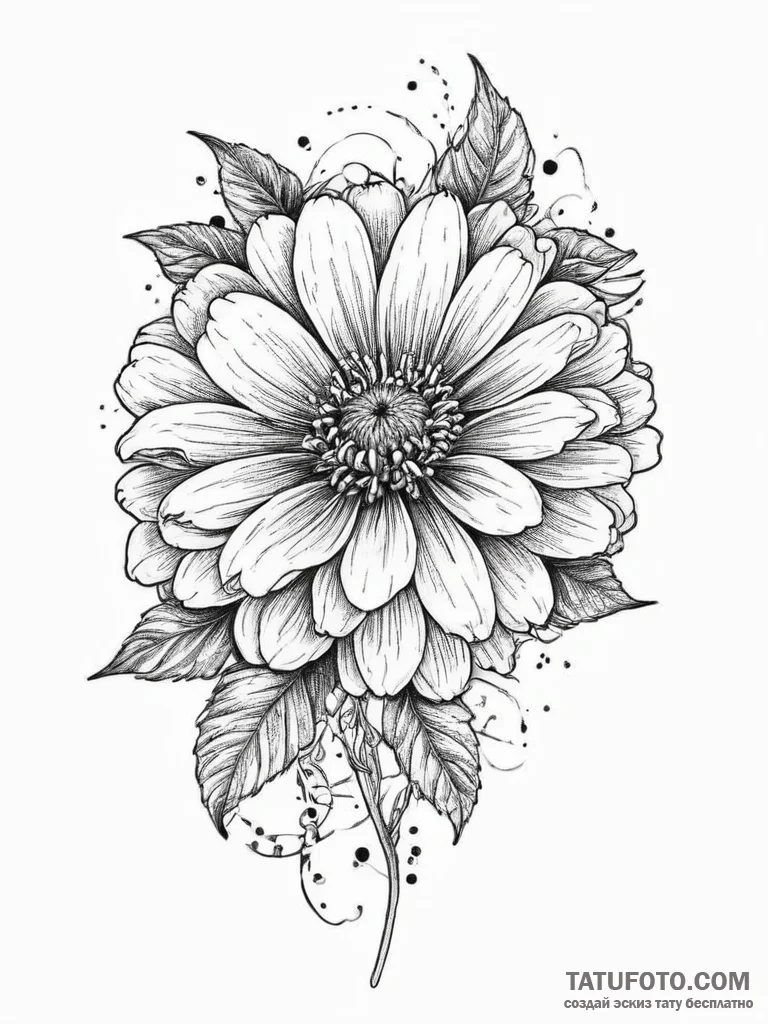 Tattoo sketch zinnia flower, tattoo sketch de... - эскиз тату (№1756463000_0, 29.08.2025 10:23) — Tatufoto.com