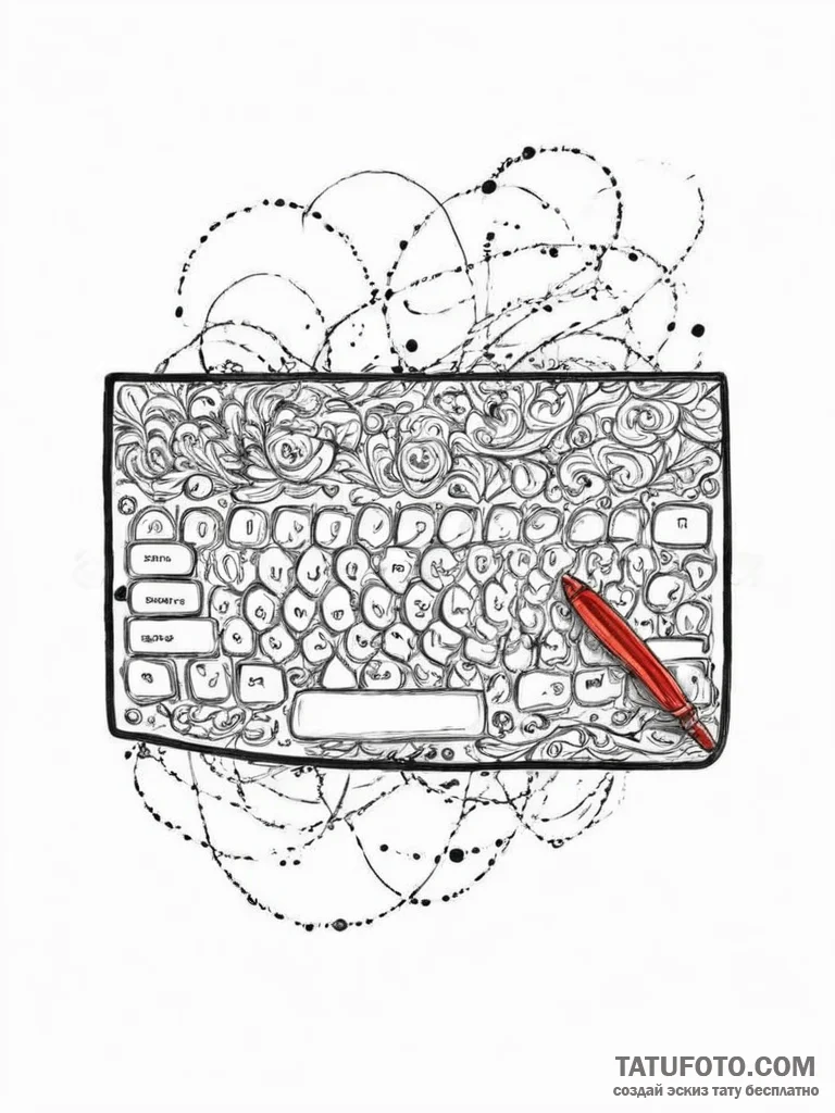 Tattoo sketch programmer keyboard and monitor... - эскиз тату (№1756463593_0, 29.08.2025 10:33) — Tatufoto.com