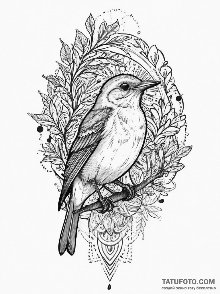 Tattoo sketch puns a nightingale that says "i... - эскиз тату (№1756463789_0, 29.08.2025 10:36) — Tatufoto.com