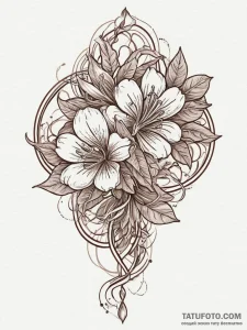 Tattoo sketch honeysuckle flower, tattoo line... - эскиз тату (№1756464383_0, 29.08.2025 10:46) — Tatufoto.com