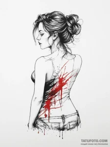 Tattoo sketch sensual back with a silhouette,... - эскиз тату (№1756466368_0, 29.08.2025 11:19) — Tatufoto.com