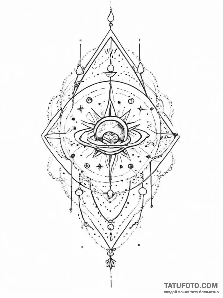 Tattoo sketch cosmic representation, concept... - эскиз тату (№1756466962_0, 29.08.2025 11:29) — Tatufoto.com