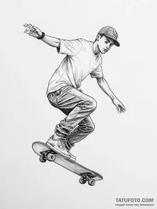 Tattoo sketch skateboarding a person doing a... - эскиз тату (№1756467756_0, 29.08.2025 11:42) — Tatufoto.com