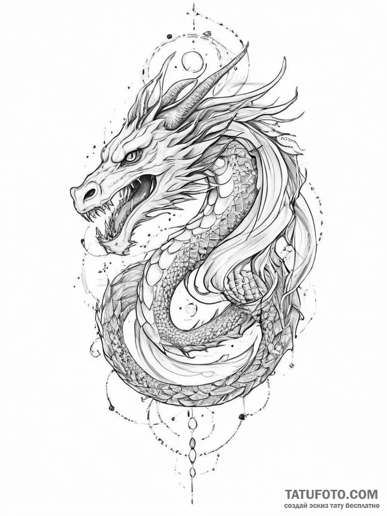 Tattoo sketch cosmic dragon - эскиз тату (№1756469138_0, 29.08.2025 12:05) — Tatufoto.com