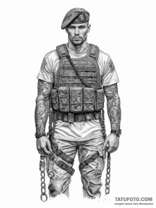 Tattoo sketch soldier with a chain, artistic... - эскиз тату (№1756470327_0, 29.08.2025 12:25) — Tatufoto.com