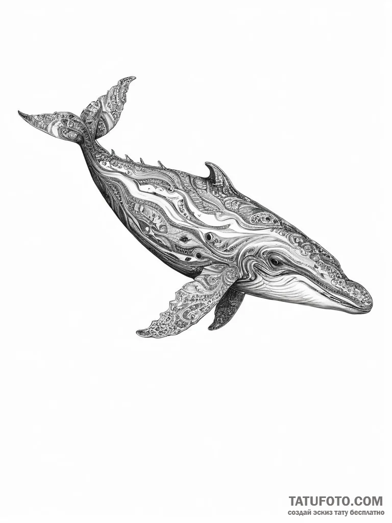 Tattoo sketch gray whale - эскиз тату (№1756471908_0, 29.08.2025 12:51) — Tatufoto.com