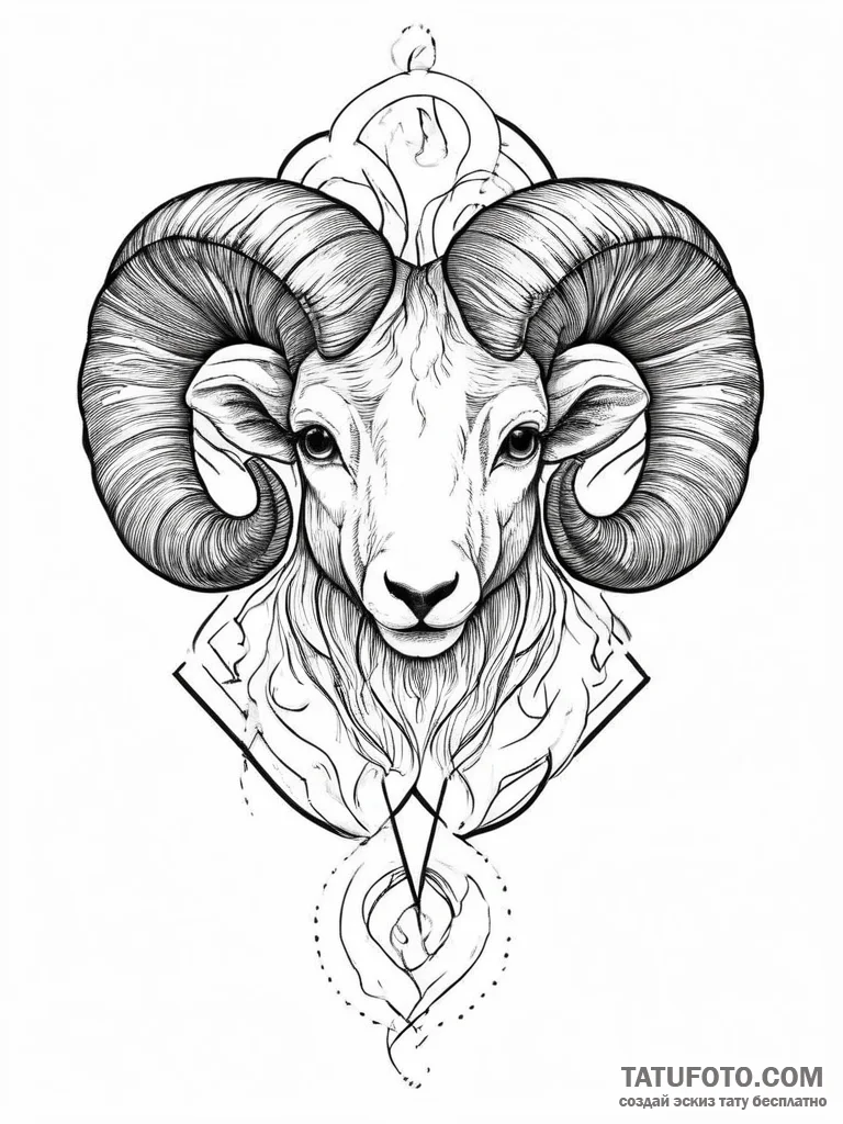 Tattoo sketch aries ram head, artistic tattoo... - эскиз тату (№1756472301_0, 29.08.2025 12:58) — Tatufoto.com