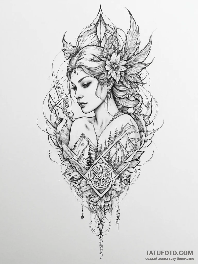 Tattoo sketch fantasy - эскиз тату (№1756472713_0, 29.08.2025 13:05) — Tatufoto.com
