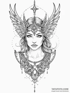 Tattoo sketch valkyrie, tattoo drawing outlin... - эскиз тату (№1756473106_0, 29.08.2025 13:11) — Tatufoto.com