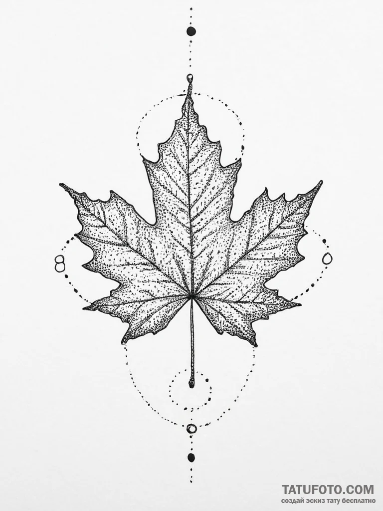 Tattoo sketch maple leaf with a quote, concep... - эскиз тату (№1756473910_0, 29.08.2025 13:25) — Tatufoto.com