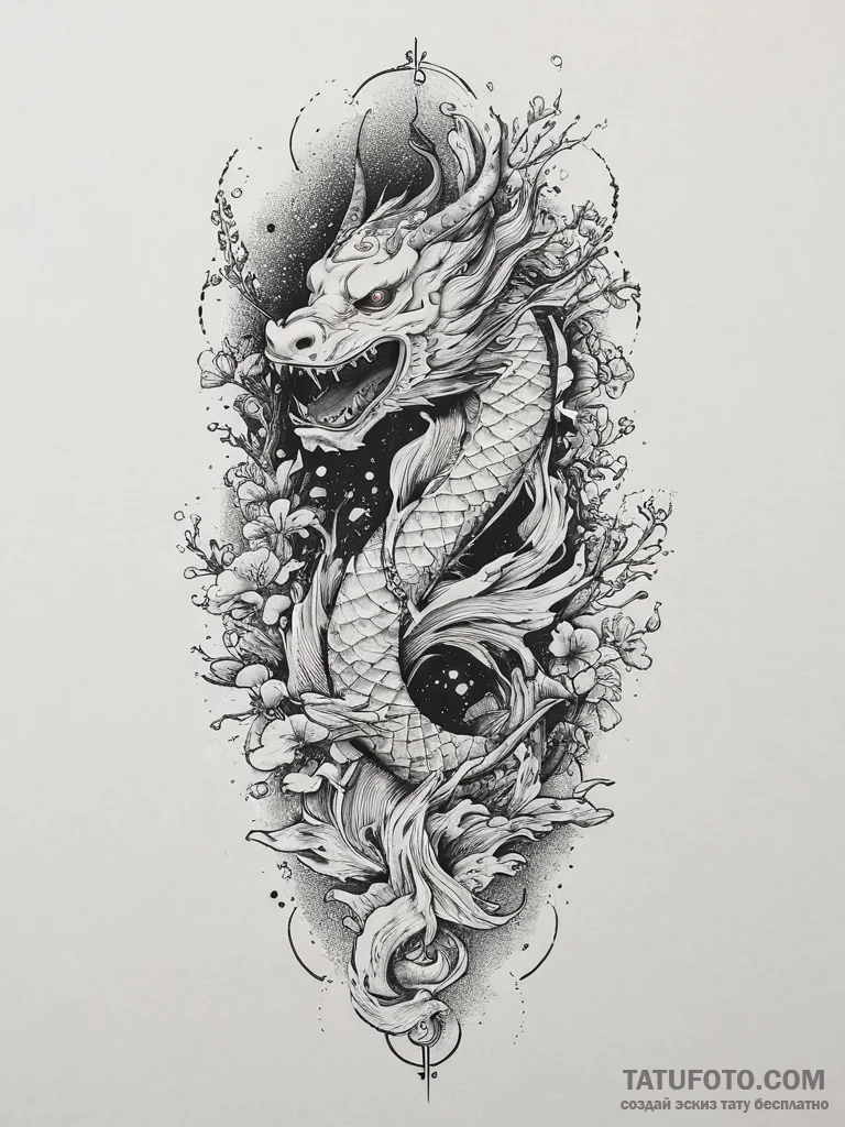 Tattoo sketch cosmic fount, concept art for t... - эскиз тату (№1756475494_0, 29.08.2025 13:51) — Tatufoto.com