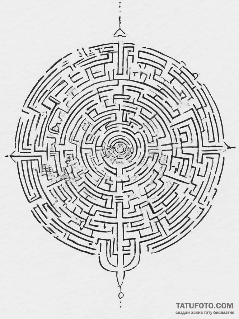 Tattoo sketch labyrinth, tattoo drawing outli... - эскиз тату (№1756475890_0, 29.08.2025 13:58) — Tatufoto.com