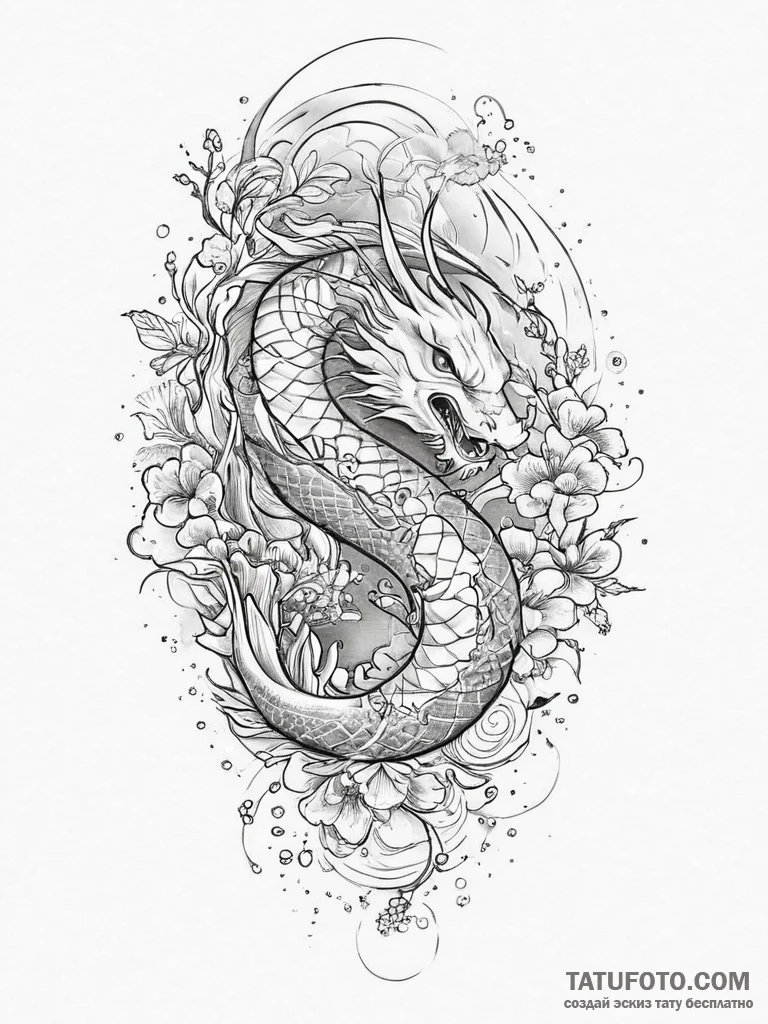 Tattoo sketch spiral, tattoo line art, on a c... - эскиз тату (№1756476502_0, 29.08.2025 14:08) — Tatufoto.com