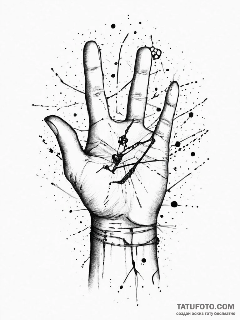 Tattoo sketch hands with a constellation, art... - эскиз тату (№1756476894_0, 29.08.2025 14:14) — Tatufoto.com
