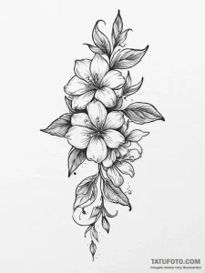 Tattoo sketch jasmine vine, concept art for t... - эскиз тату (№1756477090_0, 29.08.2025 14:18) — Tatufoto.com