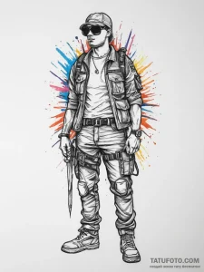 Tattoo sketch soldier with a scissors, tattoo... - эскиз тату (№1756478878_0, 29.08.2025 14:47) — Tatufoto.com