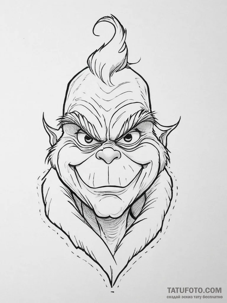 Tattoo sketch the grinch with a portrait, tat... - эскиз тату (№1756479077_0, 29.08.2025 14:51) — Tatufoto.com