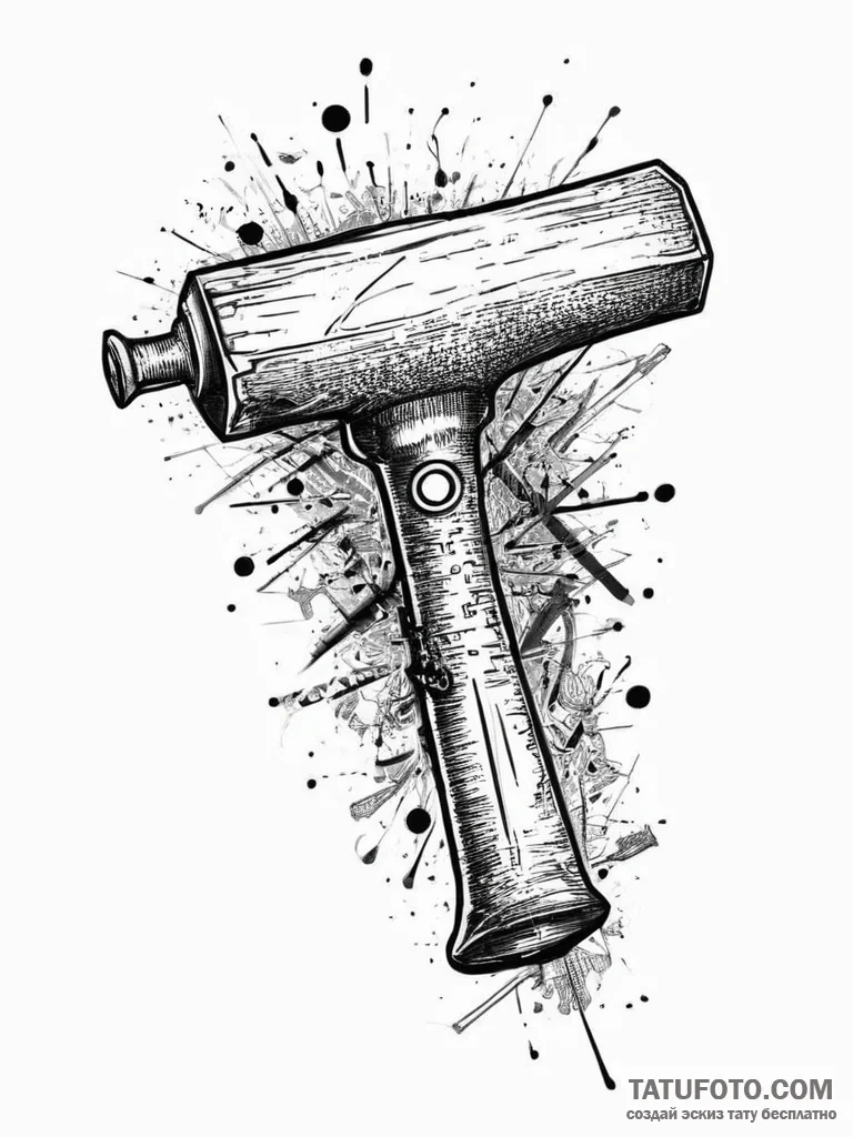 Tattoo sketch carpenter hammer and nails, tat... - эскиз тату (№1756479475_0, 29.08.2025 14:57) — Tatufoto.com