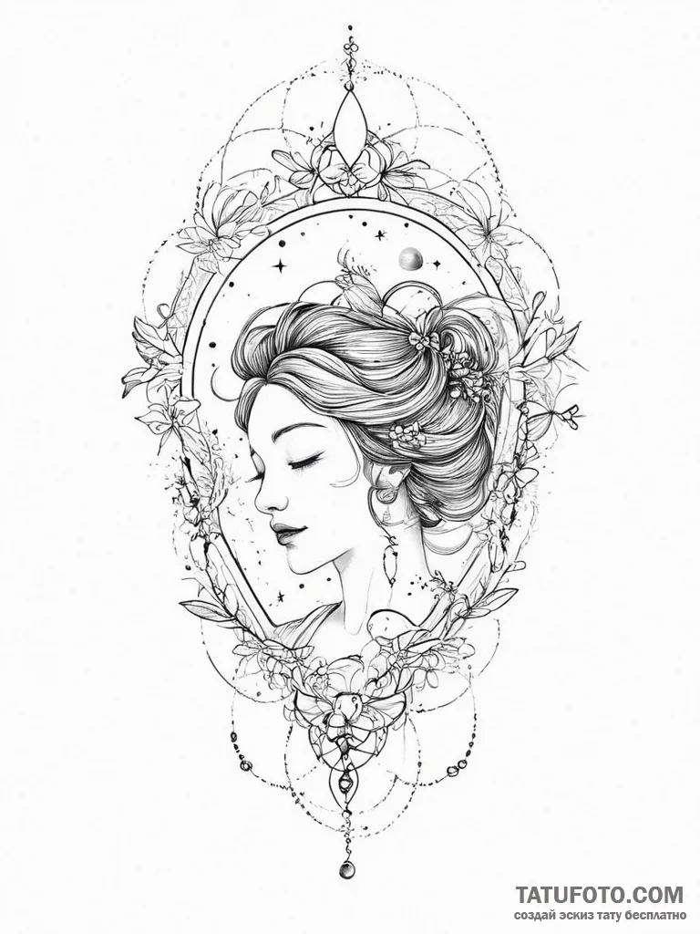 Tattoo sketch virgo constellation, ink illust... - эскиз тату (№1756480268_0, 29.08.2025 15:11) — Tatufoto.com
