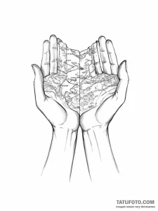 Tattoo sketch hands with a map - эскиз тату (№1756480480_0, 29.08.2025 15:14) — Tatufoto.com