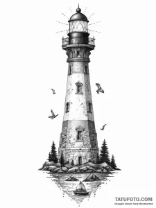 Tattoo sketch lighthouse, tattoo flash sheet... - эскиз тату (№1756485427_0, 29.08.2025 16:37) — Tatufoto.com