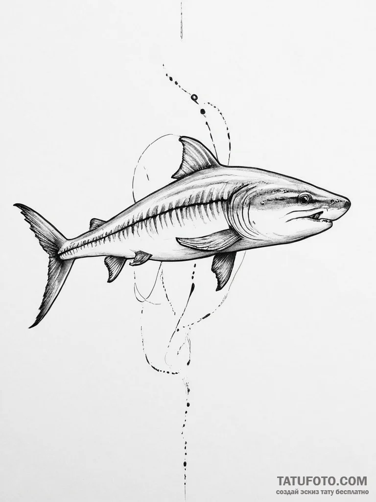 Tattoo sketch sturgeon - эскиз тату (№1756485625_0, 29.08.2025 16:40) — Tatufoto.com