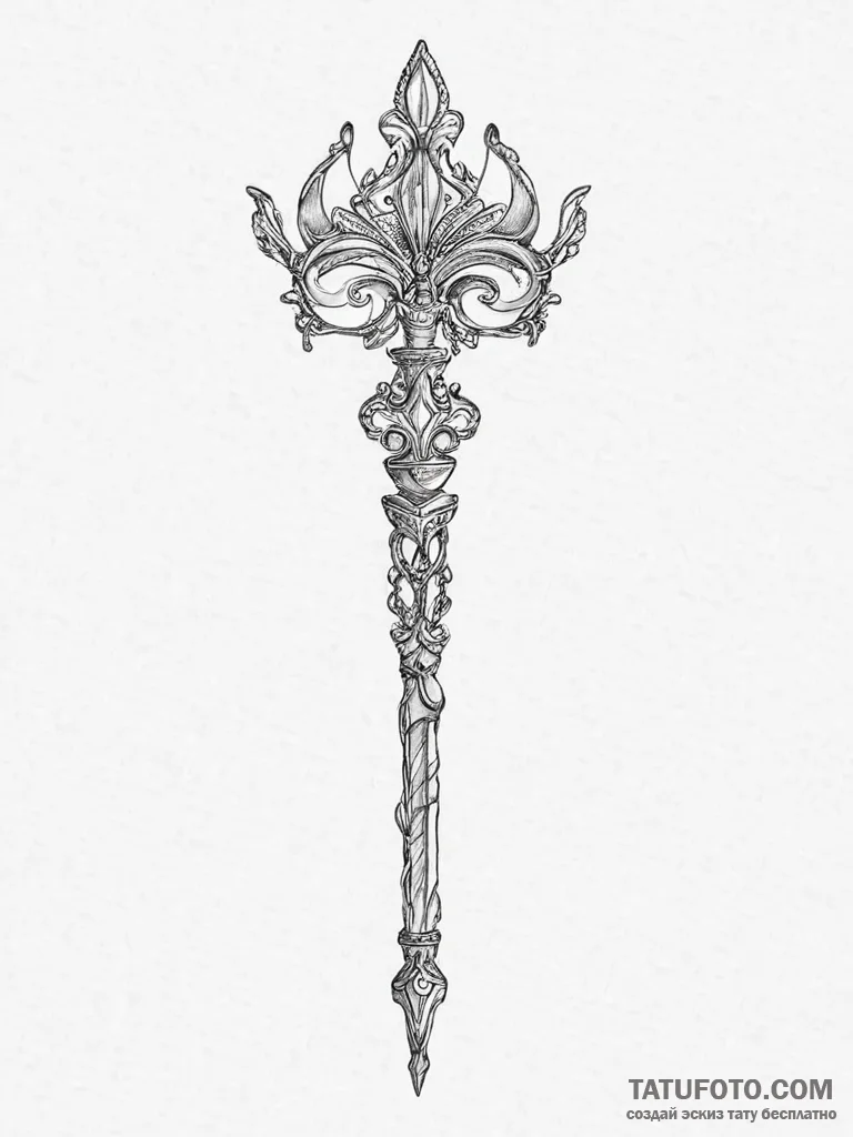 Tattoo sketch скипетр - эскиз тату (№1756486217_0, 29.08.2025 16:50) — Tatufoto.com