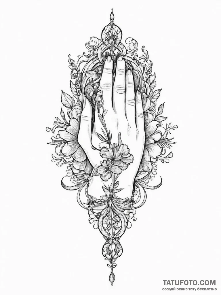 Tattoo sketch hands with a pencil, ink illust... - эскиз тату (№1756486613_0, 29.08.2025 16:56) — Tatufoto.com