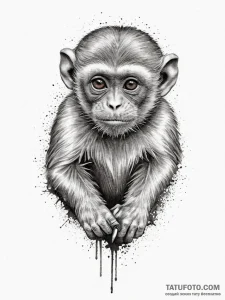 Tattoo sketch capuchin monkey, tattoo drawing... - эскиз тату (№1756486809_0, 29.08.2025 17:00) — Tatufoto.com