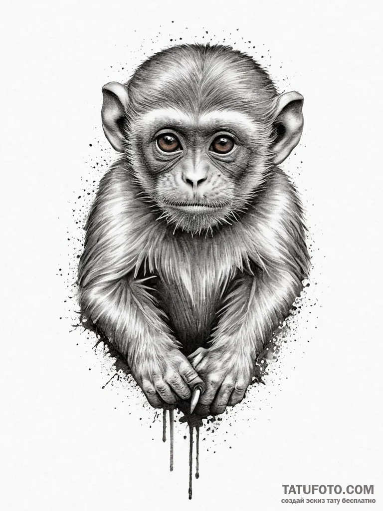 Tattoo sketch capuchin monkey, tattoo drawing... - эскиз тату (№1756486809_0, 29.08.2025 17:00) — Tatufoto.com