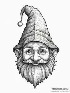Tattoo sketch gnome, tattoo line art, on a cl... - эскиз тату (№1756488012_0, 29.08.2025 17:20) — Tatufoto.com