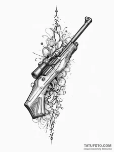 Tattoo sketch rifle, ink illustration for tat... - эскиз тату (№1756490023_0, 29.08.2025 17:53) — Tatufoto.com