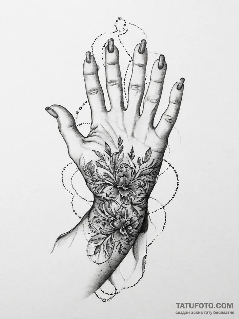 Tattoo sketch hands with a scroll, tattoo lin... - эскиз тату (№1756490226_0, 29.08.2025 17:57) — Tatufoto.com