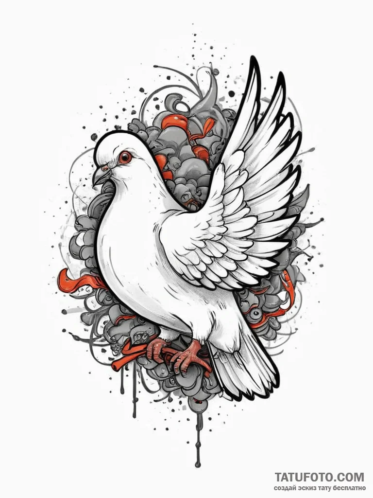 Tattoo sketch pigeon, concept art for tattoo,... - эскиз тату (№1756490823_0, 29.08.2025 18:07) — Tatufoto.com