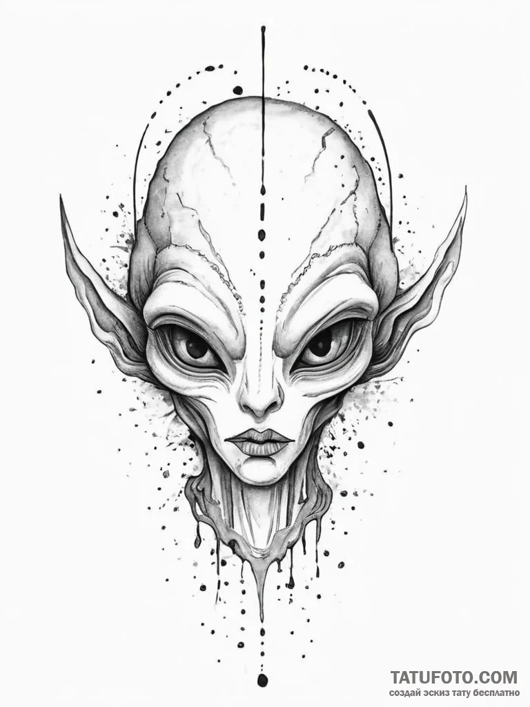 Tattoo sketch alien face, tattoo flash sheet... - эскиз тату (№1756491629_0, 29.08.2025 18:20) — Tatufoto.com