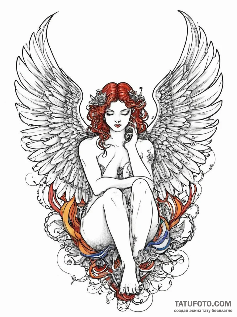 Tattoo sketch падший ангел, tattoo flash shee... - эскиз тату (№1756491827_0, 29.08.2025 18:23) — Tatufoto.com