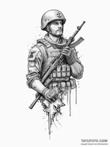 Tattoo sketch soldier with a key, tattoo flas... - эскиз тату (№1756492244_0, 29.08.2025 18:30) — Tatufoto.com